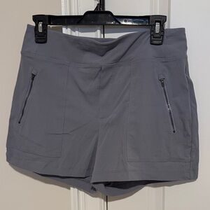 Athleta Gray Zip-Pocket Athletic Shorts